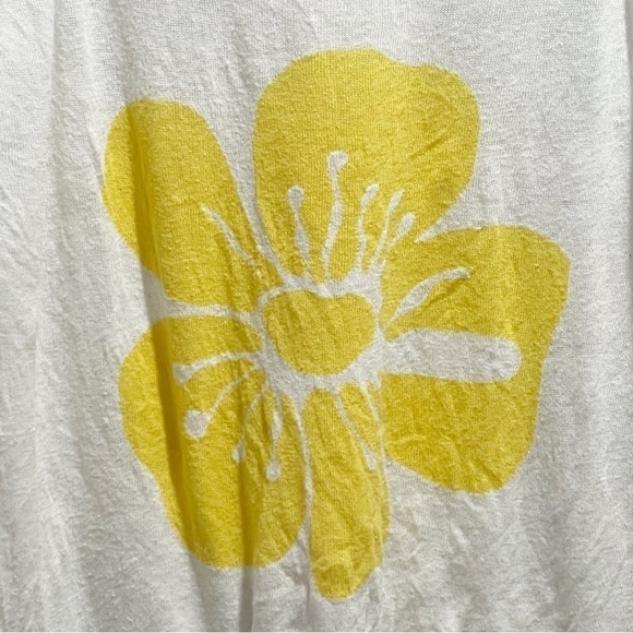 SEATON REVOLVE Women’s Intarsia Knit Yellow Ivory Flower Sweater Linen Blend L - Picture 8 of 8